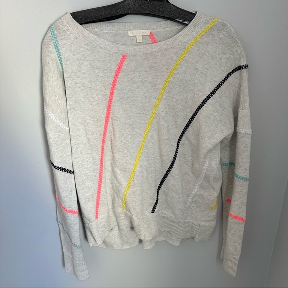 EUC Lisa Todd Cotton Sweater with Colorful Stitching - Size XS - Picture 1 of 4